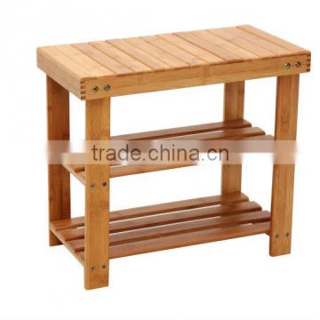 Multifunctional natural bamboo made shoes rack & shoes-changing bench