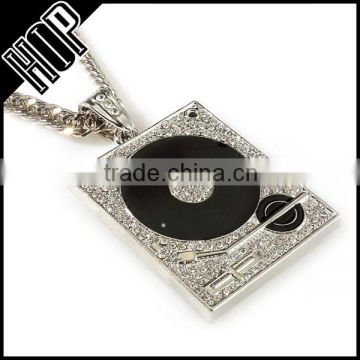 Fashion Hip Hop Phonograph Necklace With Crystal