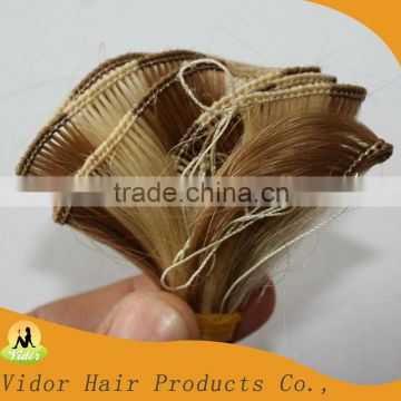 New Arrival mixed Color Indian remy hand tied hair weft