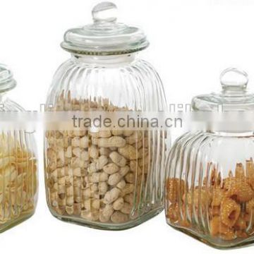 Clear glass canister with sealed glass lid