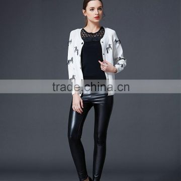 Fashion Woman Single Breasted Opening Sweater 2016 Autumn Female Horse Embroidery Cardigan