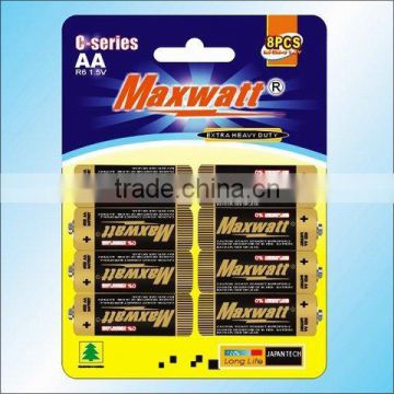 R6 SIZE AA UM-3 DRY CELL BATTERY 8PCS/CARD