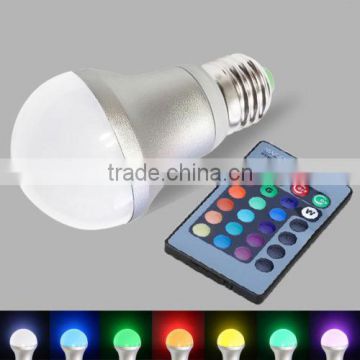 5W RGB LED Color Changing Lamp With Remote Controller Globe Bulb 85-265V E27 CJ-RGBQPD-006