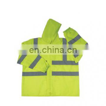 yellow High visibility parka unifoem in workwear rain tacket with cap