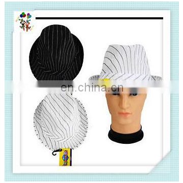 Cheap 20s Party White Black Striped Mens Gangster Fedora Hats HPC-0252