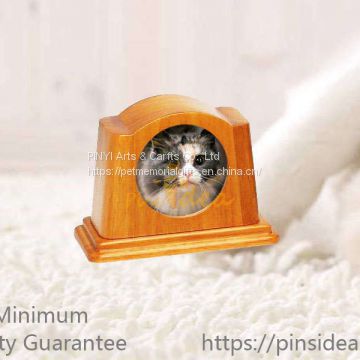 Good Quality Oak Color Birch Wood Monument Shape Photo Frame Pet Urn for Cats