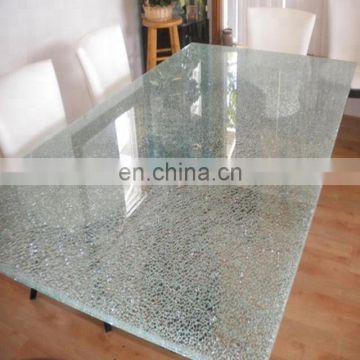 Tempered laminated ice crack glass dining table top