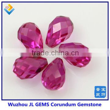 3# New Hot Sale Drop Checker Cut Synthetic Ruby Corundum Gemstone