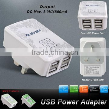 High quality AC /DC power adapter portable multi 4 ports usb cell phone cahrger
