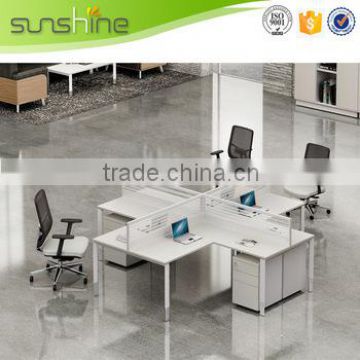 Sunshine 32mm frosted half glass office partition crossing staff workstation for 4 person