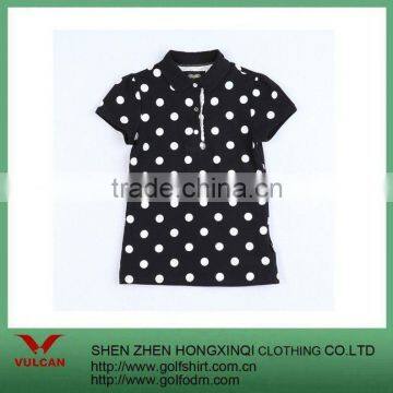 Cotton Black printing Short Sleeves Women Polo Shirt