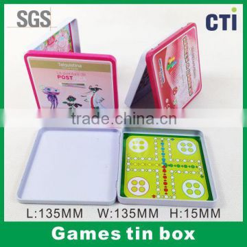 2in1 chess Games tin box with hinge