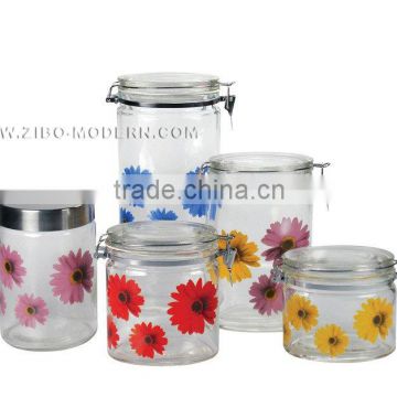 4pc Oval Glass Jar Set