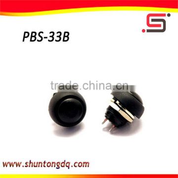 black momentary round waterproof plastic push button switch price PBS-33B