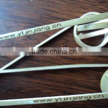 Natural hot stamp bamboo skewer with flower knot sticks from golden supplier