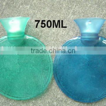 Round design PVC Hot water bottle with knitted cover