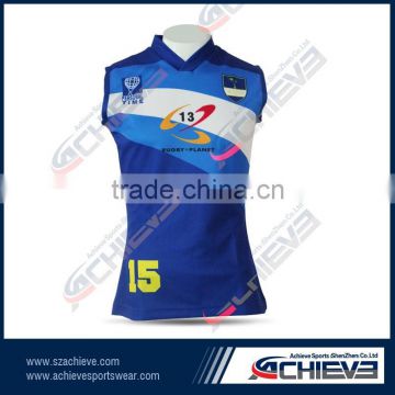 custom wholesale rugby sleeveless vest sublimation design rugby shirt