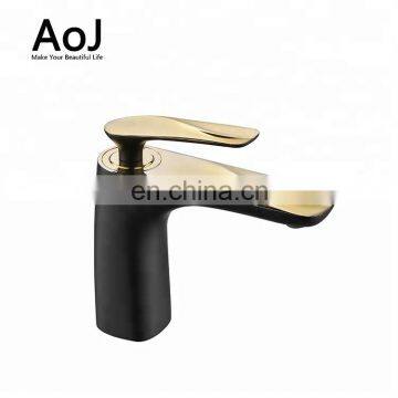 Graceful design black single handle brass basin mixer faucet