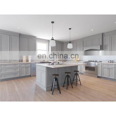 Luxury designs ready to assemble wooden kitchen cabinets custom made gray glossy shaker style solid wood kitchen cabinets