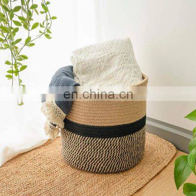 competitive Price Clothes Cotton Rope Organizer Folding Small Laundry Basket Storage