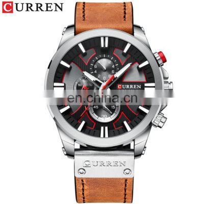 CURREN 8346 Lateststyling Stylish Wrist Watches For Men Leather Strap Analog Quartz Chronograph Calendar Male Watch