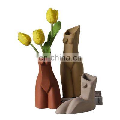 Home Decor Accessories Ceramic Vase Flower Decorative Nordic Personalized Boho Creative Woman Cute Vases