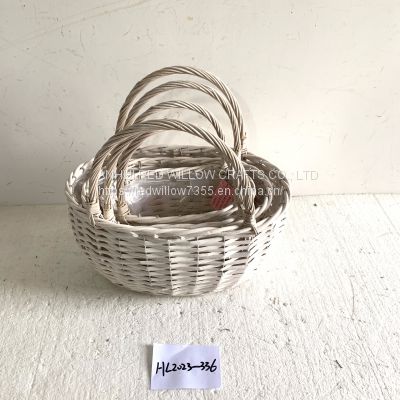 Natural Colour Cheap willow wicker Flower/Fruit Basket Customized Wholesale 
