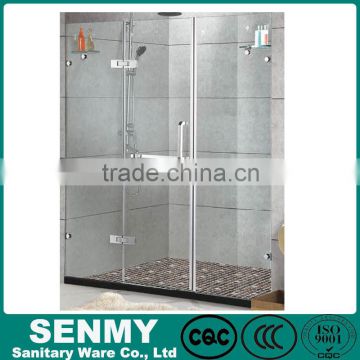 2014 new style foshan Guangdong china doorhinge opened 2 or 3 side glass panel plastic corner tub shower door with corner shelf