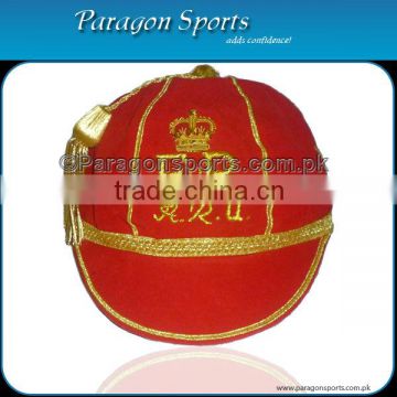 Hand Embroidered Honours Cap with Gold Braid & Tassel, Red Velvet
