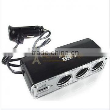 USB Charger Socket 3 Way Auto Car Cigarette Lighter Extender Charger Splitter DC 12V/24V USB car Charger