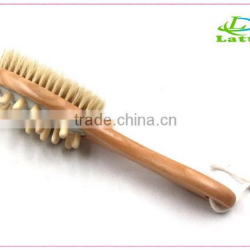 dual head with nubbed side wooden body brush
