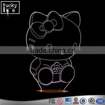 Custom acrylic hello kitty shape 7 colors changing desk table lamp illusion 3d led night light