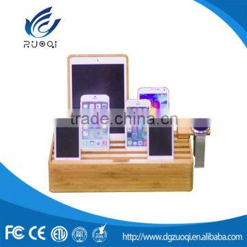 High quality walnut material 6 usb port fashion smartphone charging station