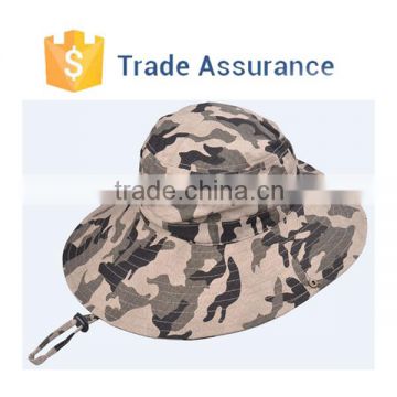 Camouflage Cotton Bucket Hat With String Wide Brim Bucket Hat