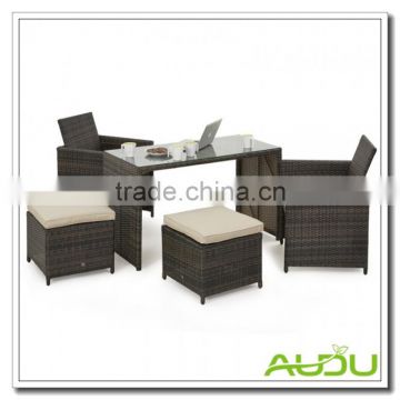 Audu rattan 5 pieces cube set with footstools