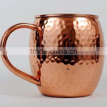 Solid Copper Hammered Beer Mugs 16 Ounce