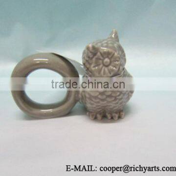 home decoration ceramic napkin rings with owl design