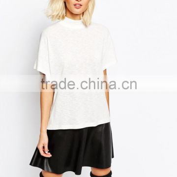 China factory OEM ODM 2015 new fashion customized Highneck White top and blouse