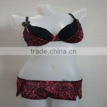 USA leopard printing push up bra panty for girls