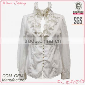 women latest blank shirt design new model ladies short long sleeve plain dyed daily white blouse