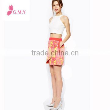 Floral Jaquard Fashion Wrap Skirt Slim Hip Mini Short Knitted Elastic Skirts Pattern
