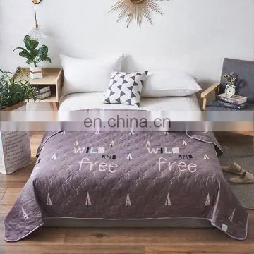 China factory direct supply cheap 100% polyester aloe cotton reactive printing queen size floral summer blanket