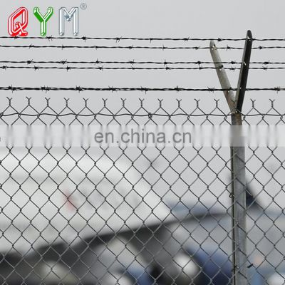 Security Chain Link Airport Fence Top With Barbed Wire