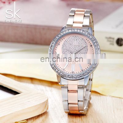 SHENGKE Luxury Bracelet Watch Woman Stainless Steel Chain Band Jewelry Black Watch K0075L