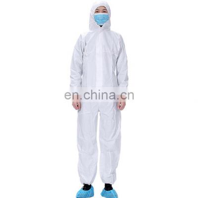 Waterproof nonwoven disposable hulf elastic waist ppe coverall workwear with hood