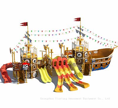 Large scale amusement equipment, fiberglass water house, pirate boat, children's playground, combined slide amusement facilities