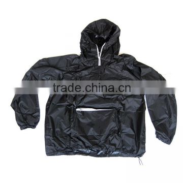 Outdoor sport nylon pu foldable raincoat with hood