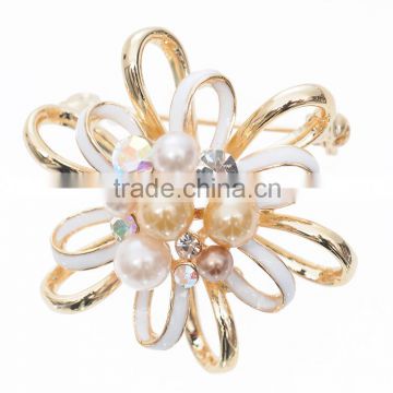 New Fashion Rhinestone Crystal Wedding Bridal Bouquet Flower Pearl Brooch Pin