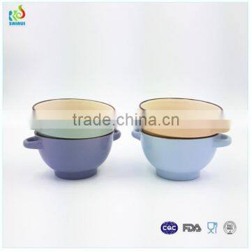 Large ceramic bowl with 2 handles