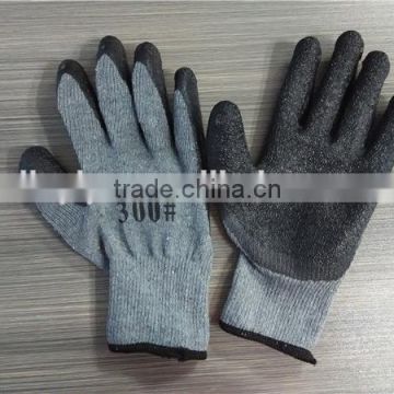 Wholesale 94g 10 gauge 10' black latex coated gray cotton knitted industrial glove